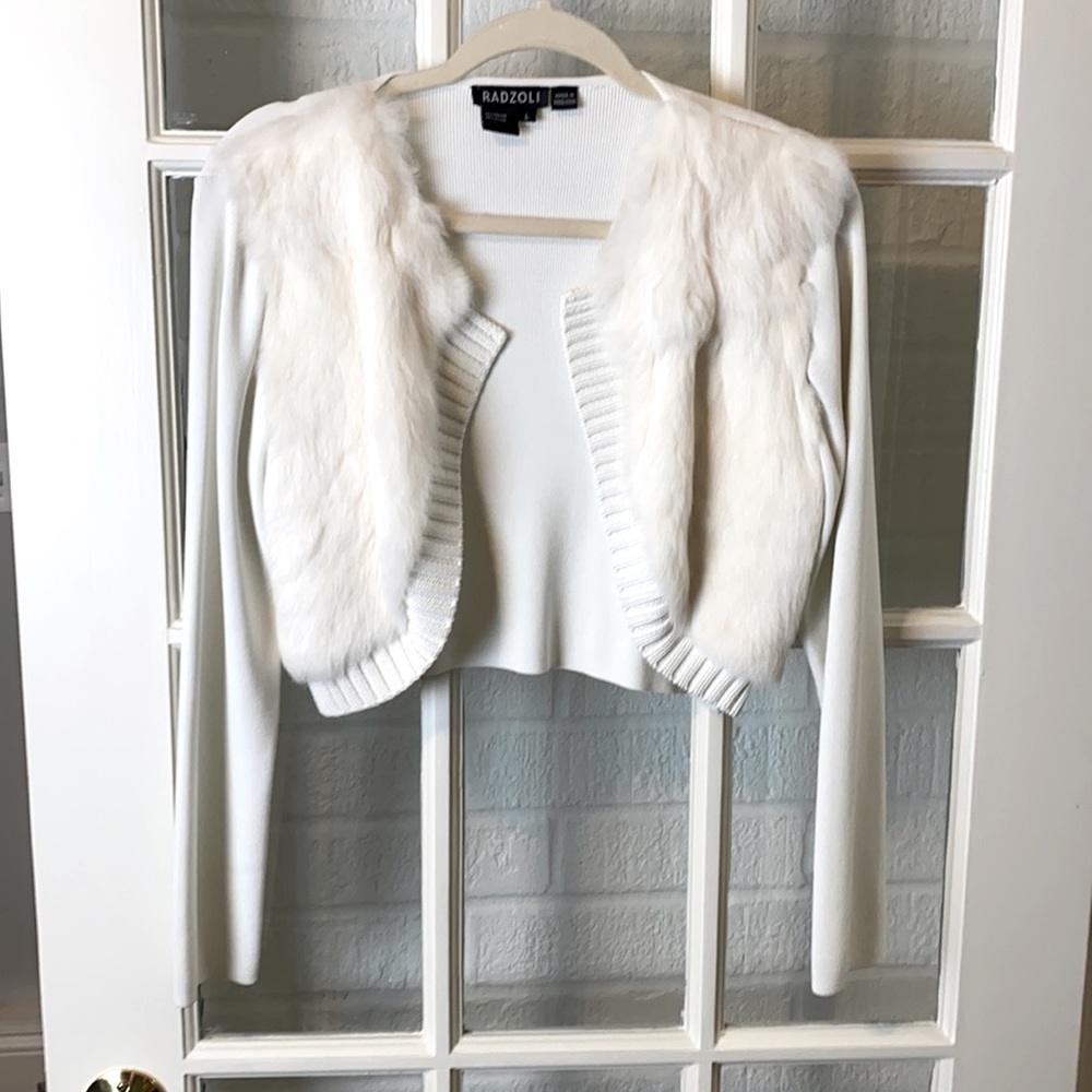 Radzoli faux fur/sweater bolero jacket. Size Large